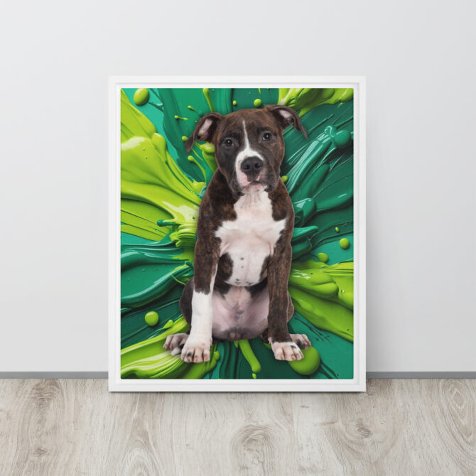 Color-Boom Pet Portrait – Green Canvas (Framed) - Image 13