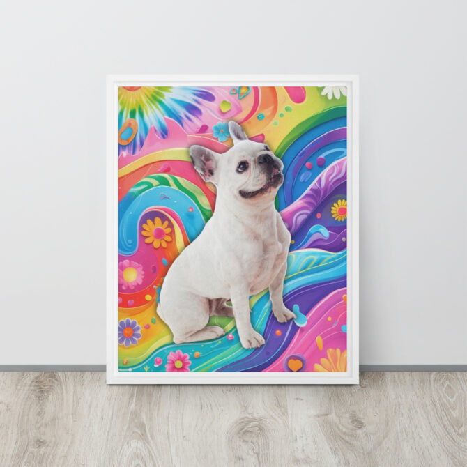 Color-Boom Pet Portrait – Rainbow Hippie Canvas (Framed) - Image 13