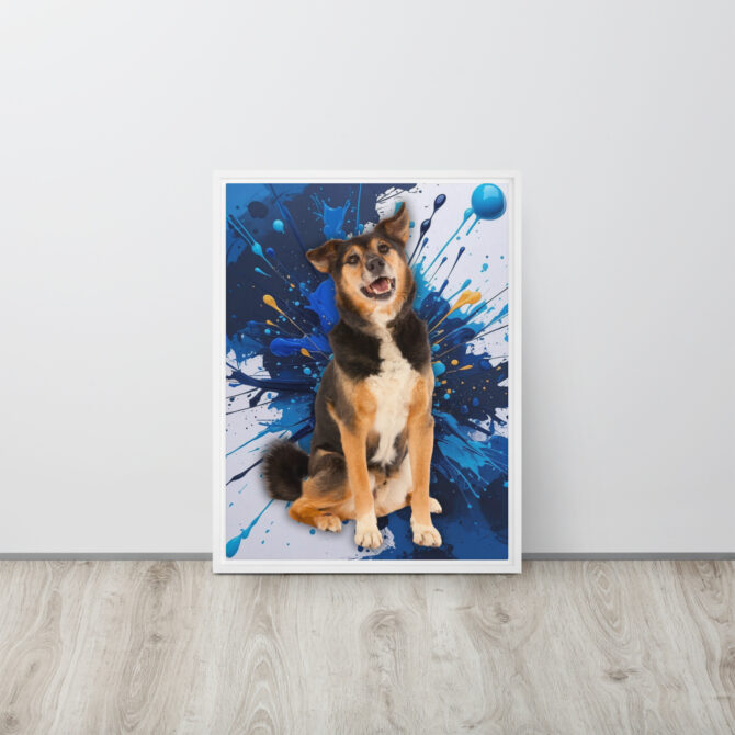 Color-Boom Pet Portrait – Blue Canvas (Framed) - Image 14