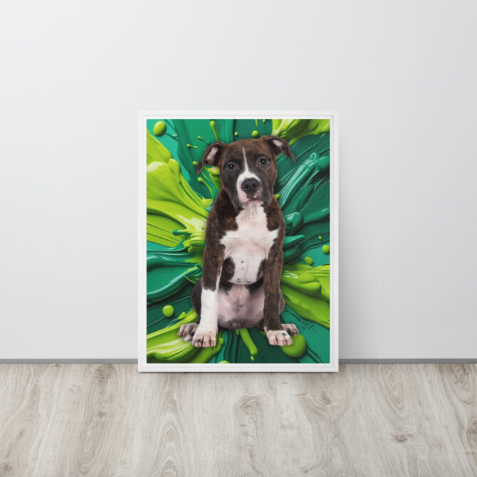 Color-Boom Pet Portrait – Green Canvas (Framed) - Image 14