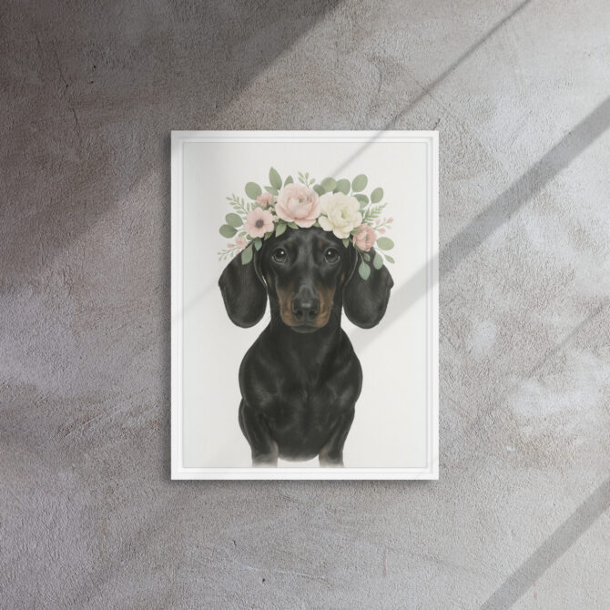 Floral Crown Custom Pet Portrait on Framed Canvas - Image 6