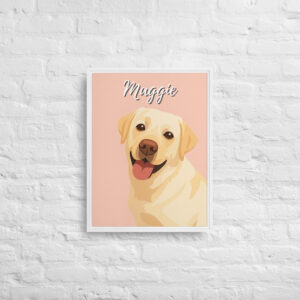 Modern Custom Pet Portrait – Vector Art on Framed Canvas - Mint Mimi Pink