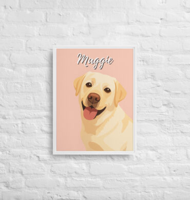 Modern Custom Pet Portrait – Vector Art on Framed Canvas - Mint Mimi Pink