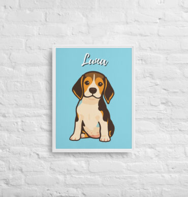 Modern Pet Portrait – Custom Vector Art on Framed Canvas - Non Photo Blue