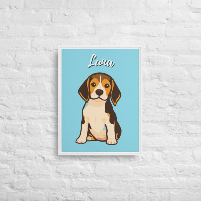 Modern Pet Portrait – Custom Vector Art on Framed Canvas - Non Photo Blue