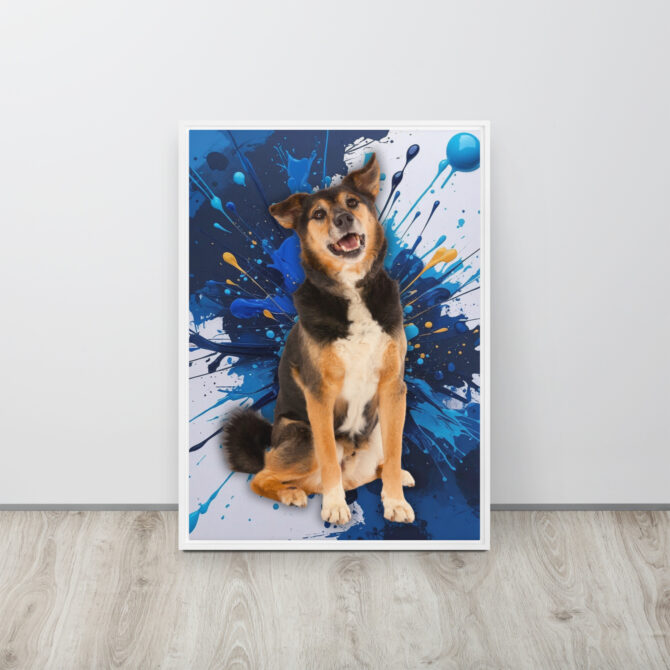 Color-Boom Pet Portrait – Blue Canvas (Framed) - Image 15