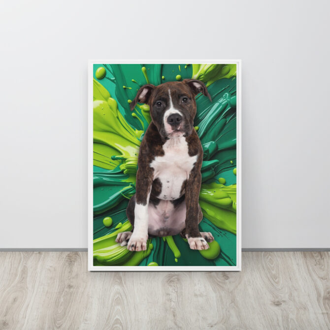 Color-Boom Pet Portrait – Green Canvas (Framed) - Image 15