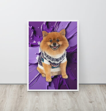 Color-Boom Pet Portrait – Purple Canvas (Framed)