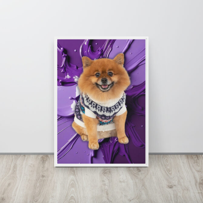 Color-Boom Pet Portrait – Purple Canvas (Framed)