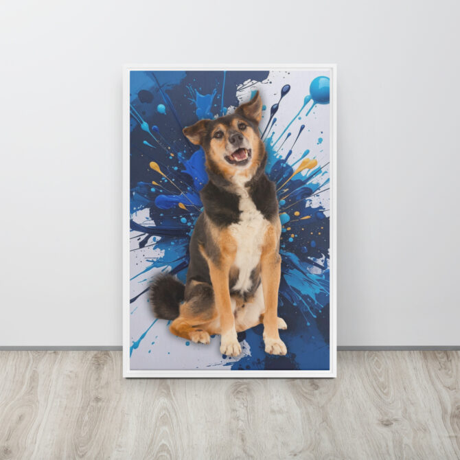 Color-Boom Pet Portrait – Blue Canvas (Framed) - Image 16