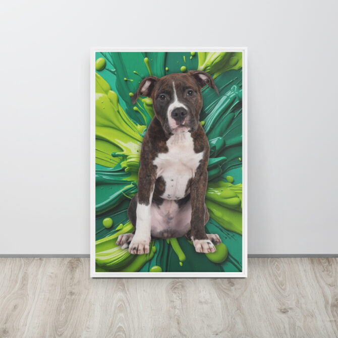 Color-Boom Pet Portrait – Green Canvas (Framed) - Image 16