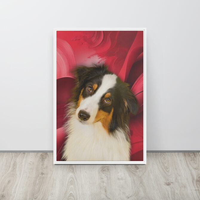 Color-Boom Pet Portrait – Red Canvas (Framed) - Image 17