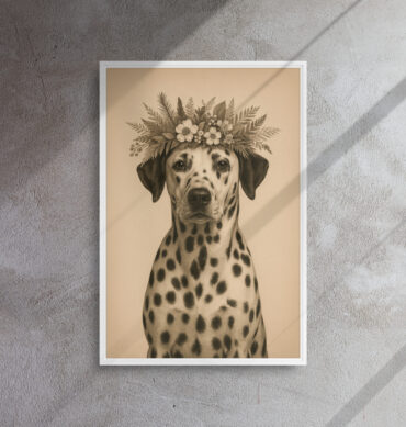 Foliage Floral Pet Portrait on Canvas – Custom Animal Art