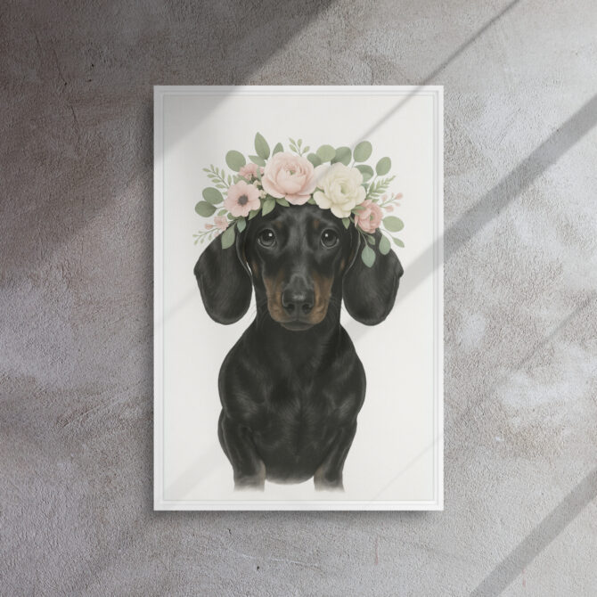 Floral Crown Custom Pet Portrait on Framed Canvas - Image 7