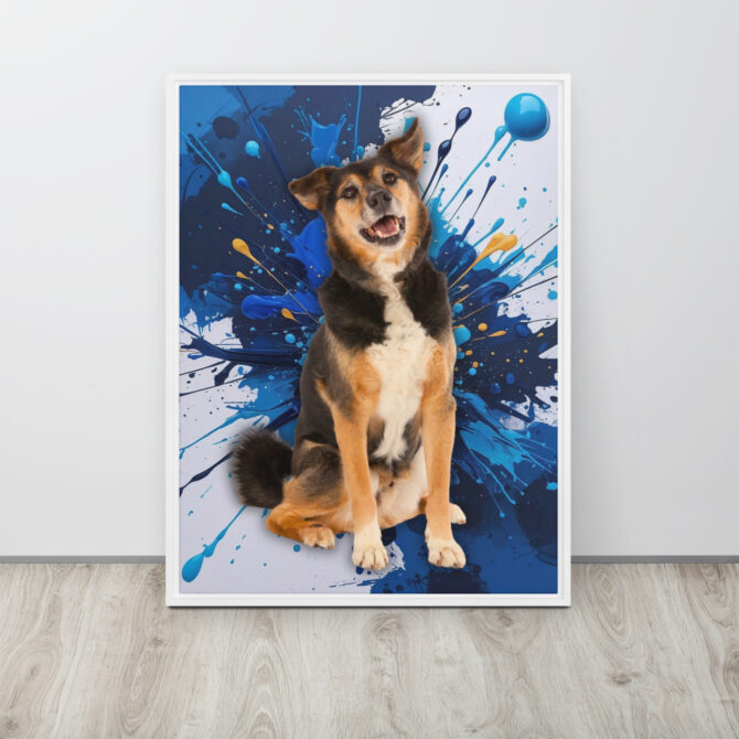 Color-Boom Pet Portrait – Blue Canvas (Framed) - Image 17