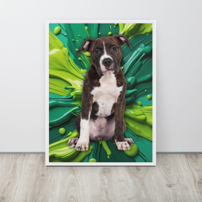 Color-Boom Pet Portrait – Green Canvas (Framed) - Image 17