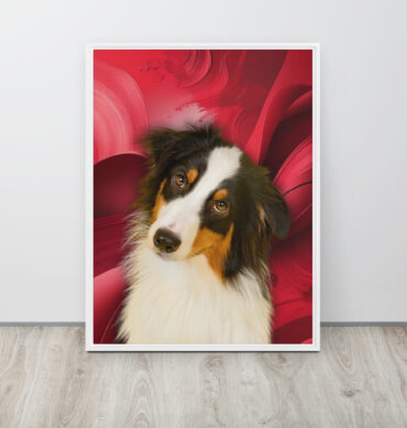 Color-Boom Pet Portrait – Red Canvas (Framed)