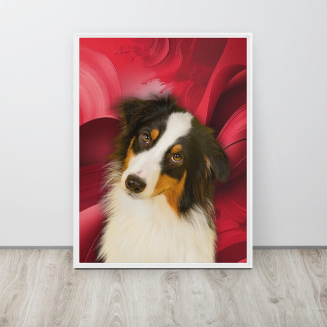 Color-Boom Pet Portrait – Red Canvas (Framed)