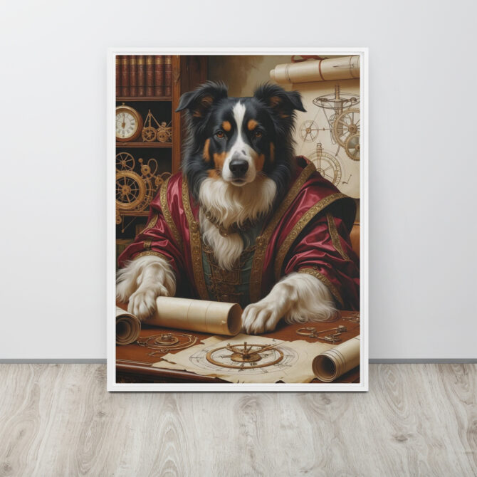 Leonardog da Vinci – Custom Renaissance Pet Portrait on Framed Canvas