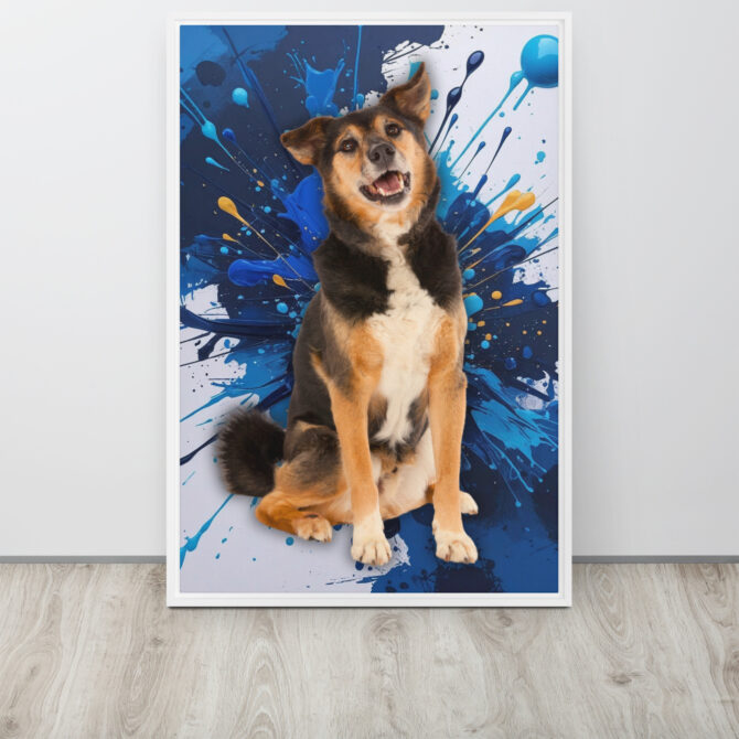 Color-Boom Pet Portrait – Blue Canvas (Framed) - Image 18