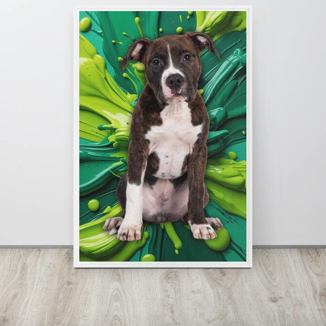 Color-Boom Pet Portrait – Green Canvas (Framed) - Image 18