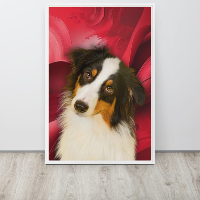 Color-Boom Pet Portrait – Red Canvas (Framed) - Image 18