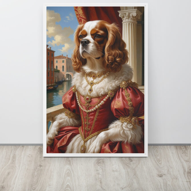 Custom Renaissance Pet Portrait – Lady Barkareth of Venice (Framed Canvas) - Image 12