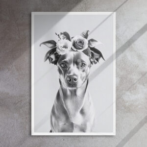 Full Bloom Floral Pet Portrait – Custom Canvas Print