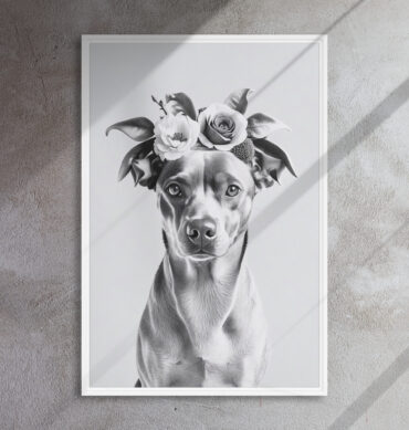 Full Bloom Floral Pet Portrait – Custom Canvas Print