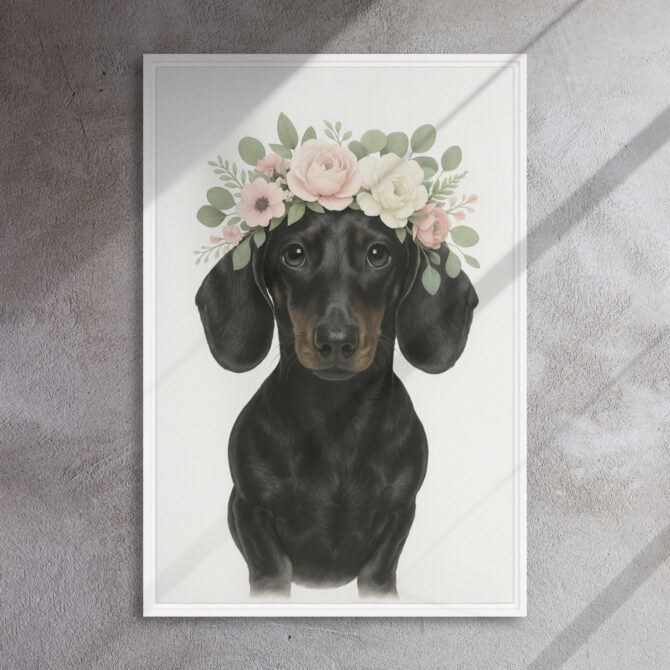 Floral Crown Custom Pet Portrait on Framed Canvas - Image 8