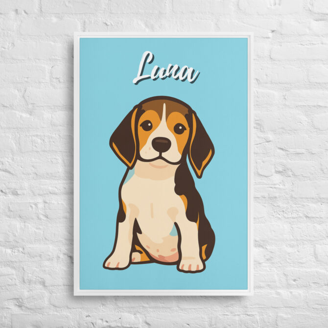 Modern Pet Portrait – Custom Vector Art on Framed Canvas - Non Photo Blue - Image 8