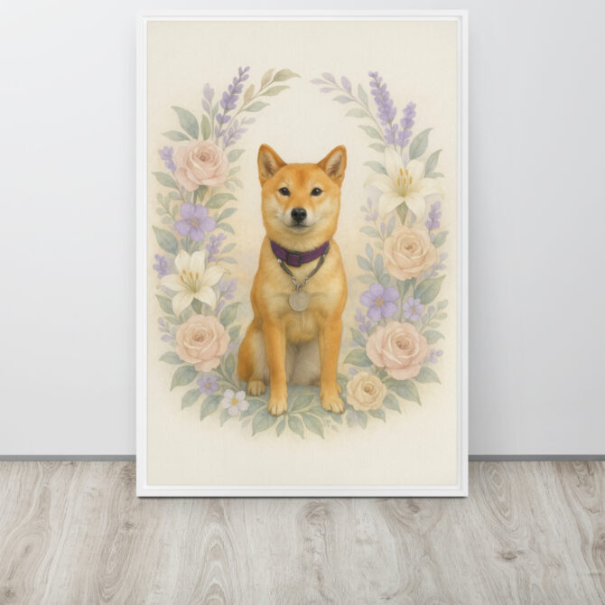 Custom Pet Memorial – Floral Wreath Framed Canvas Tribute - Image 10