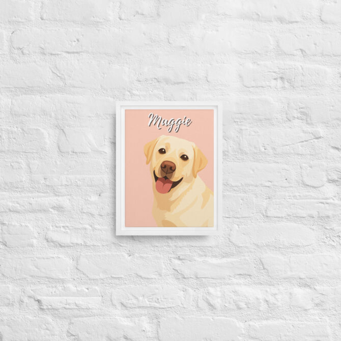 Modern Custom Pet Portrait – Vector Art on Framed Canvas - Mint Mimi Pink - Image 6
