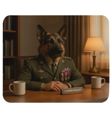 Pet Commander Custom Mouse Pad – Military Pet Portrait