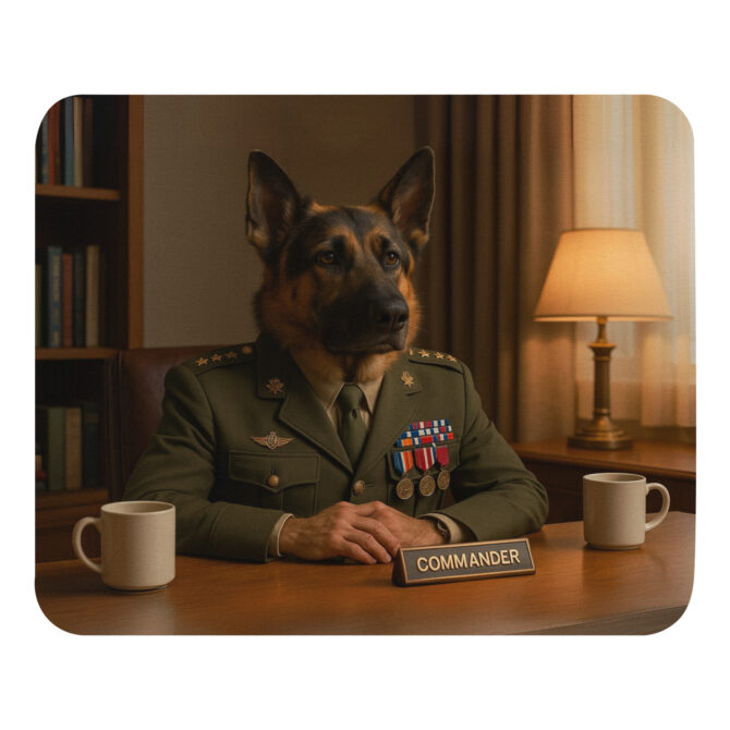 Pet Commander Custom Mouse Pad – Military Pet Portrait