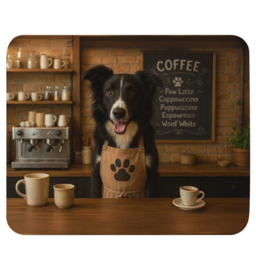 “Café Pawlito” Custom Pet Mouse Pad – Coffee Shop Barista Design
