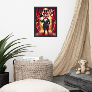 Custom Pet Magician Portrait – Gentleman Illusionist (Framed Premium Poster)