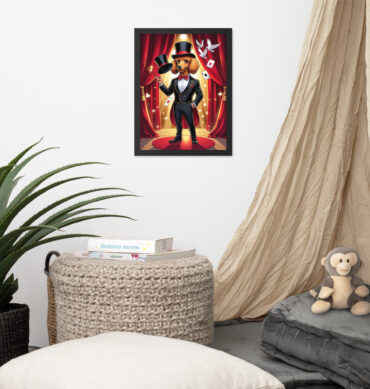 Custom Pet Magician Portrait – Gentleman Illusionist (Framed Premium Poster)
