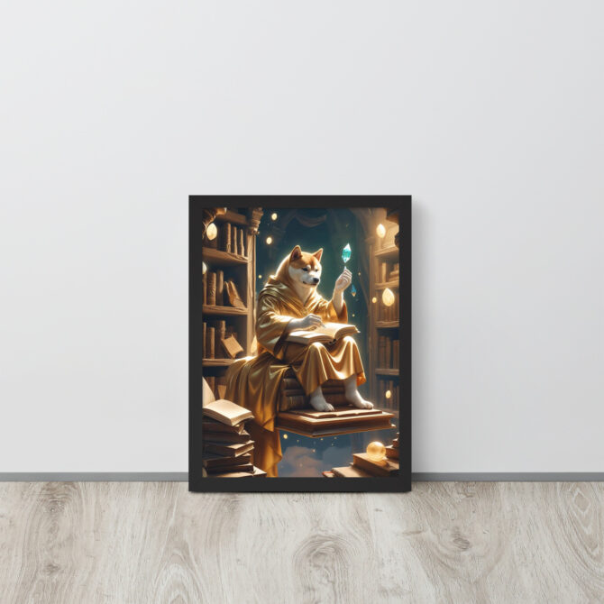 Enchanted Librarian Pet Portrait – Framed Magical Poster - Image 3