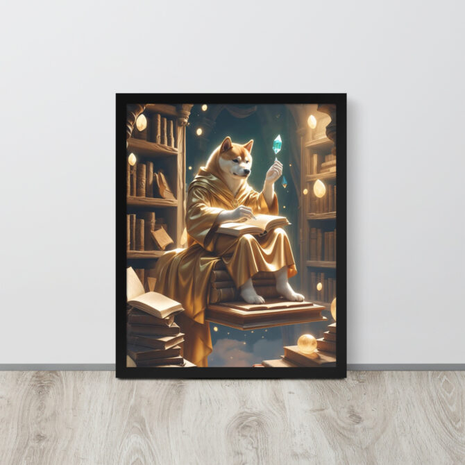 Enchanted Librarian Pet Portrait – Framed Magical Poster - Image 5