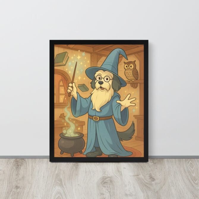 Custom Pet Wizard Portrait – Merlin Style Framed Poster