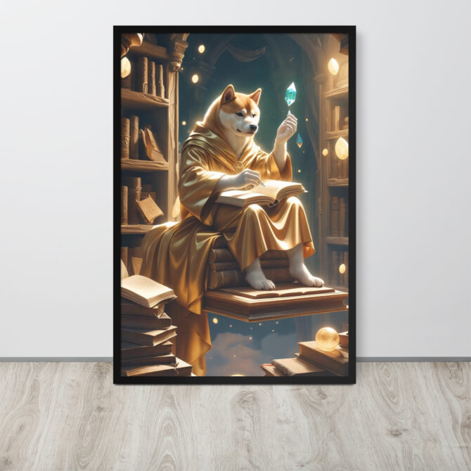 Enchanted Librarian Pet Portrait – Framed Magical Poster