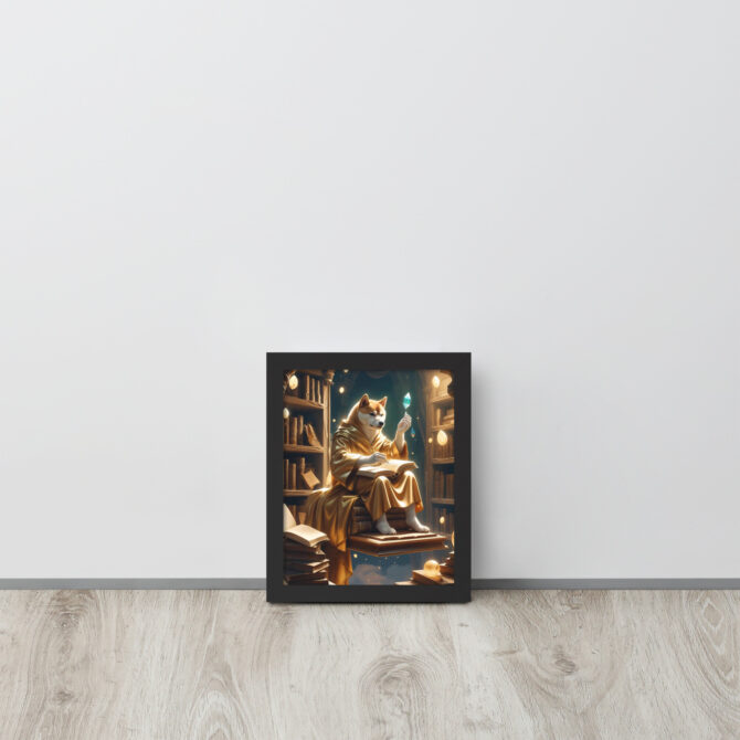 Enchanted Librarian Pet Portrait – Framed Magical Poster - Image 2