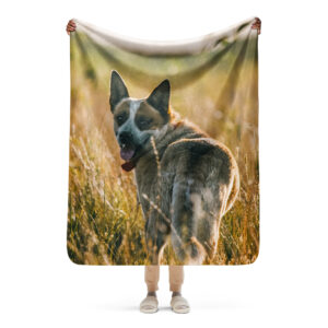 Custom Pet Portrait Blanket with Name – Ultra Soft Sherpa