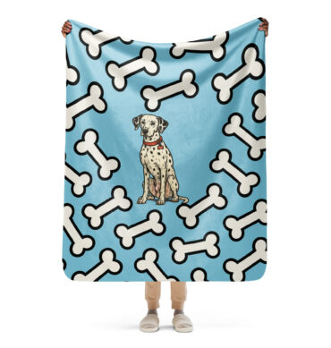 Custom Comic Dog Bone Blanket – Personalized Pet Art