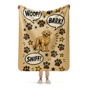Custom Comic Pet Blanket – “Woof Words” Design