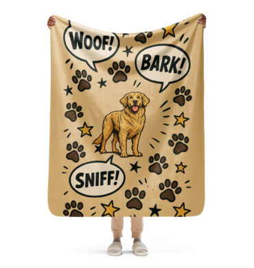 Custom Comic Pet Blanket – “Woof Words” Design