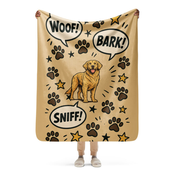 Custom Comic Pet Blanket – “Woof Words” Design