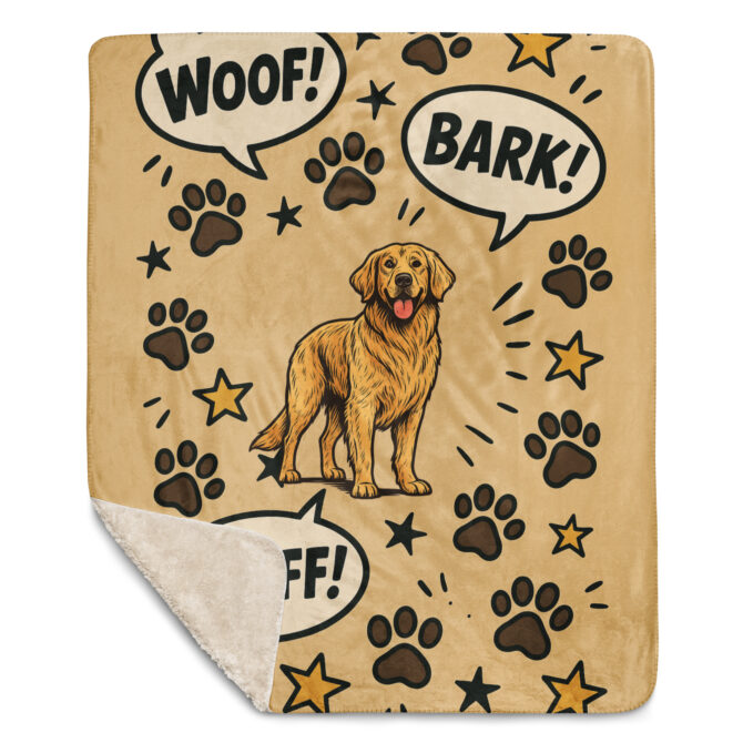 Custom Comic Pet Blanket – “Woof Words” Design - Image 2