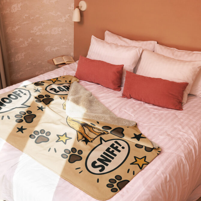 Custom Comic Pet Blanket – “Woof Words” Design - Image 4